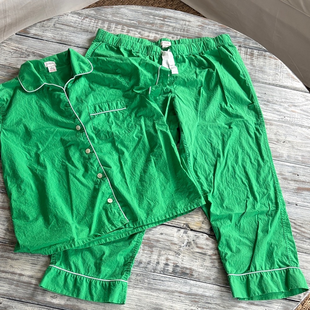 As new, J Crew cotton poplin pajama set, size L